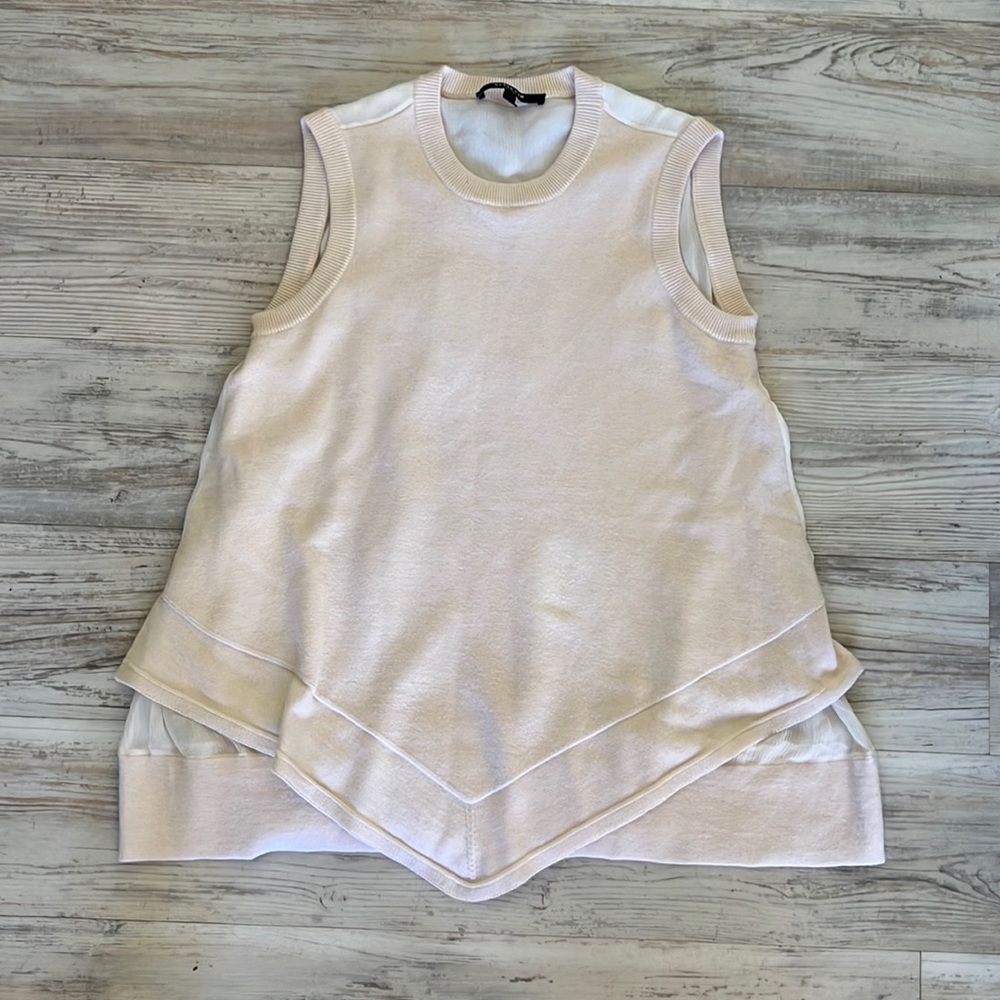 10C Derek Lam Beige Cashmere Front Silk Back Sleeveless Sweater